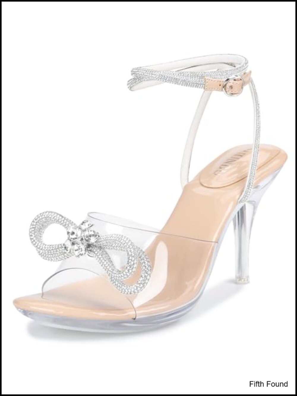Clear Heels Rhinestone Bow Strappy Sandals Platform Stiletto Wedding Shoes